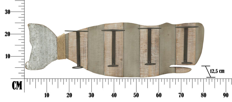Porta Bottiglie da Muro Balena 80x12,5x25 cm in Ferro e MDF-8