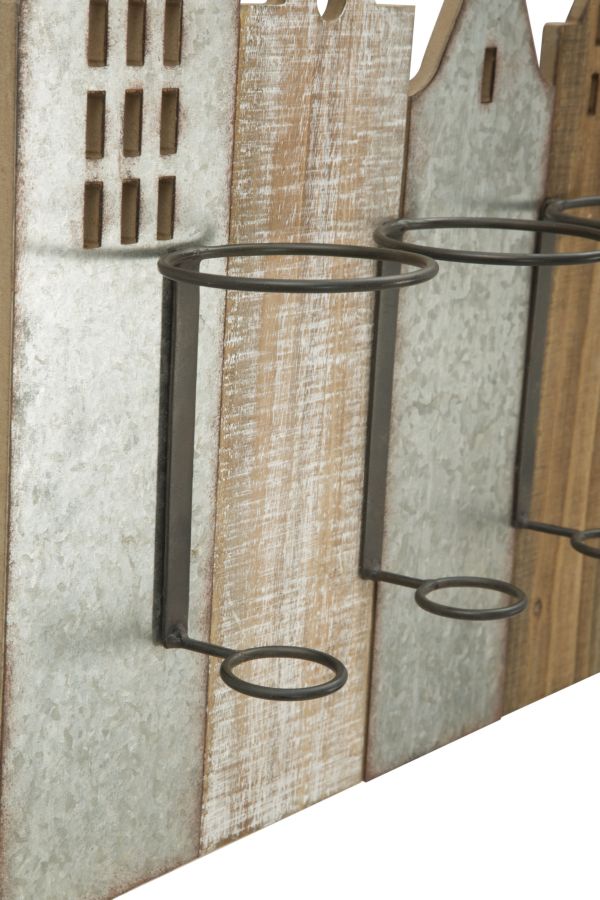 Porta Bottiglie da Muro City 60x12x40 cm in Ferro e MDF-8