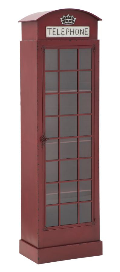 online London New Telephone Booth 52x30x180 cm aus Eisen und rotem Glas