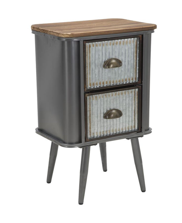 Illinois Nachttisch 40x30x64 cm aus Eisen und grauem und natürlichem Tannenholz online