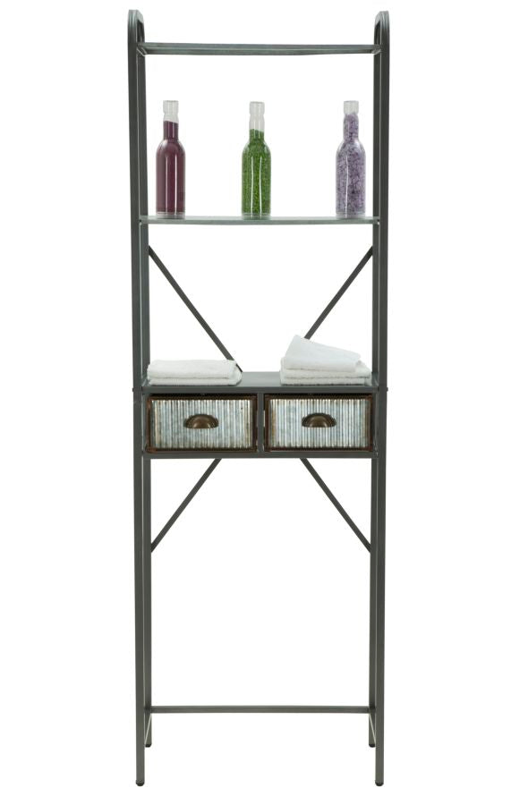 Mobiletto da Bagno Illinois 60,5x29x184,5 cm in Ferro Argento-4