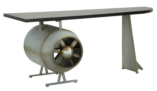 acquista Aviator Schreibtisch 181x70,5x71 cm aus Eisen und MDF und schwarzem und grauem PU