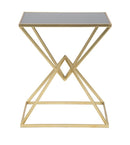 Tavolo da Caffé Piramid 57x46x68 cm in Ferro e Vetro Oro e Nero-2