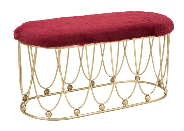 acquista Amelie Bordeaux Bank 91,5x40,5x46 cm in Eisen und Schwamm und Bordeaux und Gold Polyester