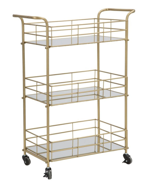 prezzo Glam Rechteckiger Trolley 60x30,5x80 cm in Eisen und Goldglas