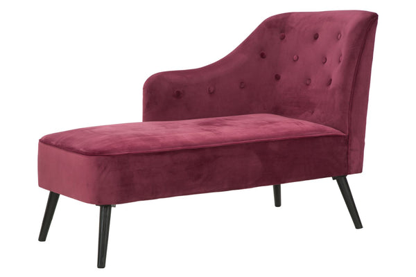 Chaiselongue Paris 132x62x90 cm Schwammholz und bordeauxfarbener und schwarzer Synthetiksamt online