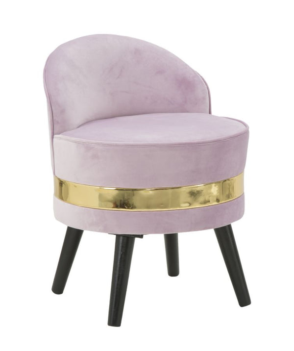 sconto Rosa Mini Paris Stuhl Ø45x62 cm Schwammholz und rosa und goldener und schwarzer synthetischer Samt