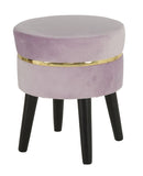 Sgabello Paris Rosa Ø35x40,5 cm Legno Spugna e Velluto Sintetico Rosa e Oro e Nero-3