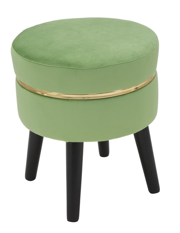 Sgabello Paris Verde Chiaro Ø35x40,5 cm in Legno Spugna e Poliestere Verde e Oro-3