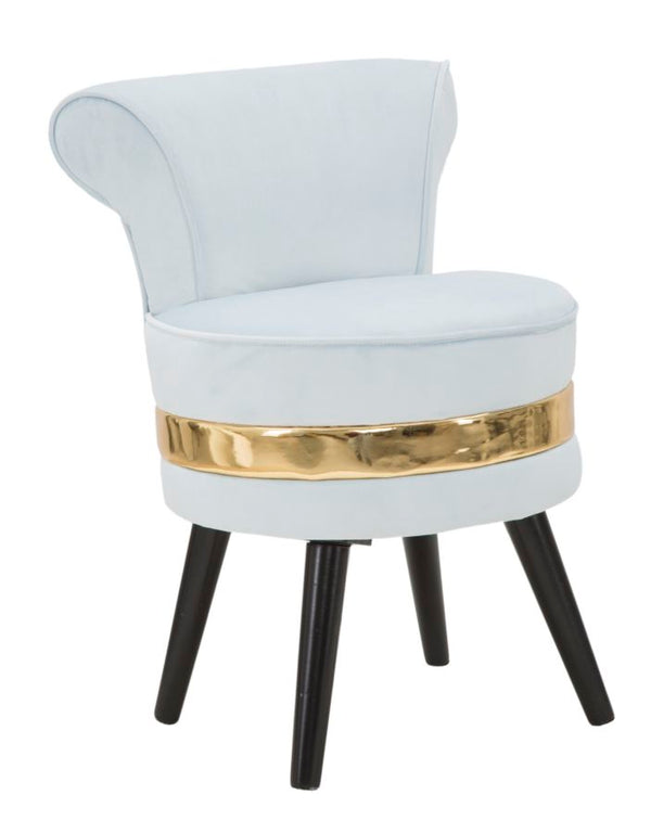 acquista Mini Paris New Celeste Chair Ø47x64 cm in Schwammholz und hellblauem und goldenem Polyester