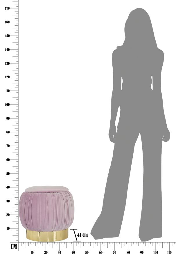 Puff Contenitore Paris Rosa Ø41x41 cm Legno Spugna e Velluto Sintetico Rosa e Oro-10