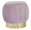 Puff Contenitore Paris Rosa Ø41x41 cm Legno Spugna e Velluto Sintetico Rosa e Oro-2
