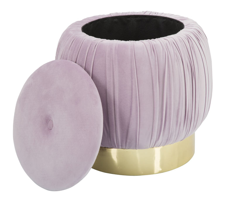 Puff Contenitore Paris Rosa Ø41x41 cm Legno Spugna e Velluto Sintetico Rosa e Oro-3