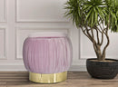 Puff Contenitore Paris Rosa Ø41x41 cm Legno Spugna e Velluto Sintetico Rosa e Oro-9