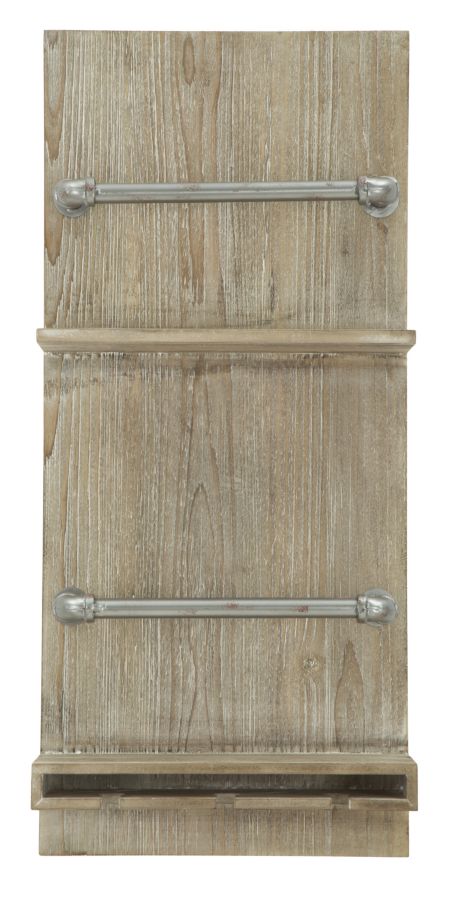 Porta Bottiglie-Bicchieri Tube Verticale 34x12x76 cm MDF e in Ferro Naturale e Argento-2