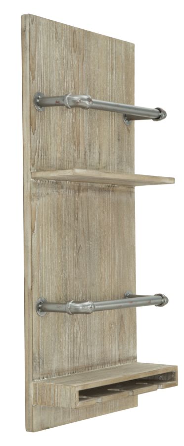Porta Bottiglie-Bicchieri Tube Verticale 34x12x76 cm MDF e in Ferro Naturale e Argento-3