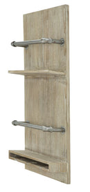 Porta Bottiglie-Bicchieri Tube Verticale 34x12x76 cm MDF e in Ferro Naturale e Argento-4
