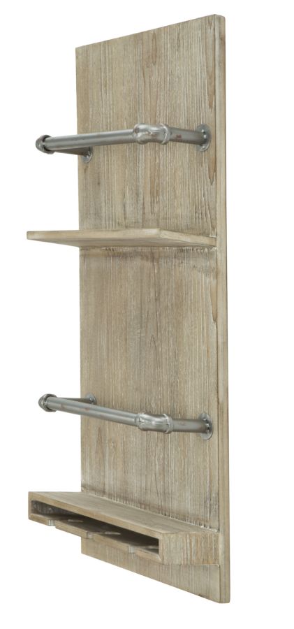 Porta Bottiglie-Bicchieri Tube Verticale 34x12x76 cm MDF e in Ferro Naturale e Argento-4