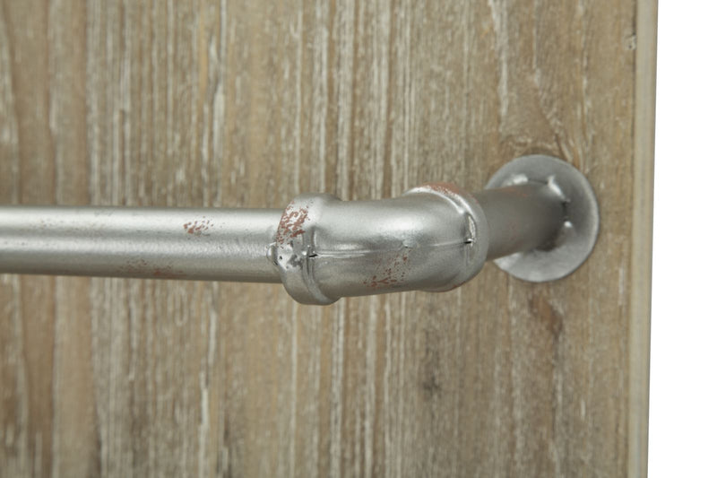 Porta Bottiglie-Bicchieri Tube Verticale 34x12x76 cm MDF e in Ferro Naturale e Argento-8