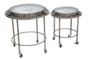 Tavolo da Caffé Bolt Coppia Ø59,5x64-45x52 cm Legno e Ferro Grigio-1