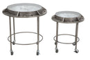 Tavolo da Caffé Bolt Coppia Ø59,5x64-45x52 cm Legno e Ferro Grigio-2