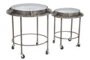 Tavolo da Caffé Bolt Coppia Ø59,5x64-45x52 cm Legno e Ferro Grigio-9