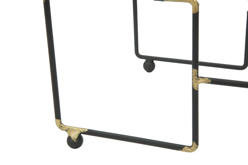 Porta Bottiglie 3 Posti Bright 25x15x27 cm in Ferro Nero e Oro-4