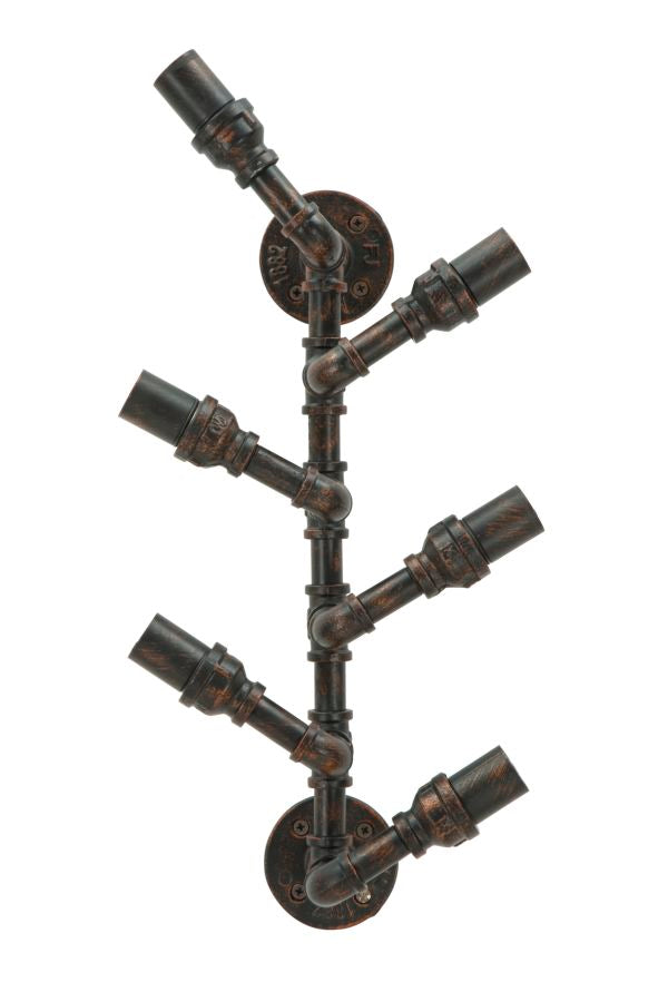 Manhattan Wandflaschenhalter 6 Plätze 27x15x55 cm in schwarzem Eisen und Kupfer online