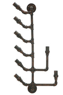 Porta Bottiglie da Muro Manhattan 8 Posti 40x9x82 cm in Ferro Nero e Rame-1