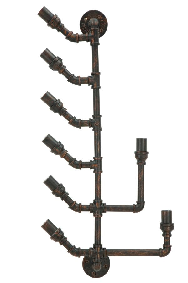 Porta Bottiglie da Muro Manhattan 8 Posti 40x9x82 cm in Ferro Nero e Rame-1
