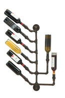 Porta Bottiglie da Muro Manhattan 8 Posti 40x9x82 cm in Ferro Nero e Rame-2