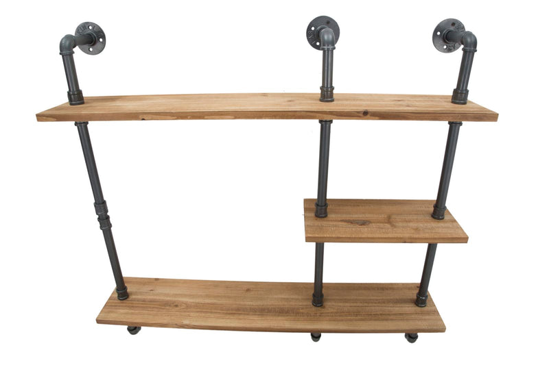 Mensole da Muro Manhattan 100x23x98 cm Legno di Abete e in Ferro Grigio e Marrone-4