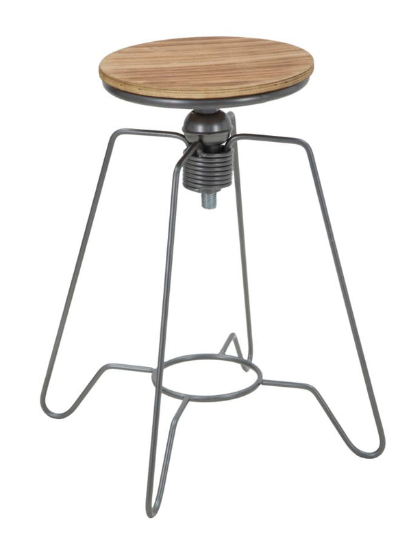 online Heintreck Hocker Ø39x55-70 cm Tannenholz und graues und braunes Eisen