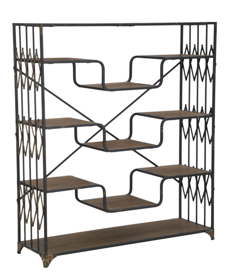 Liberia Elevator Big 122x38x141 cm in Ferro e Legno di Abete Nero e Marrone-1