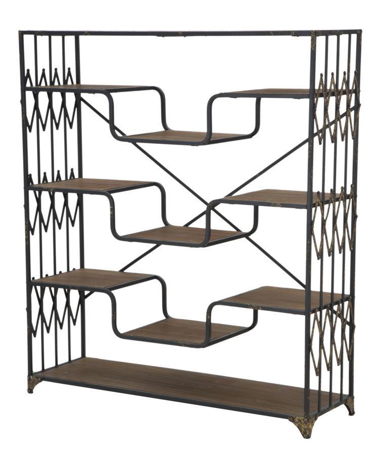 Liberia Elevator Big 122x38x141 cm in Ferro e Legno di Abete Nero e Marrone-2