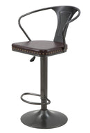 Sgabello Imbottito Detroit 51x48x86-108 cm in Ferro e Spugna e PU Marrone e Grigio-10