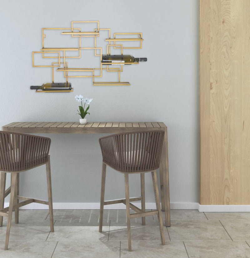 Porta Bottiglie Glam Orizzontale 80x10x50 cm in Ferro Oro-2