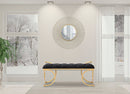 Panca Glam Luxy Nera 103x43x47 cm in Ferro e MDF e Spugna e Poliestere Nero e Oro-10