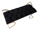 Panca Glam Luxy Nera 103x43x47 cm in Ferro e MDF e Spugna e Poliestere Nero e Oro-8