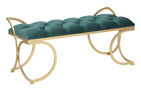 Glam Luxy Green Bank 103 x 43 x 47 cm aus Eisen und MDF und Schwamm und grünem und goldenem Polyester prezzo