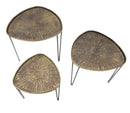 Tavolinetti Delhi Set 3 Pz Ø53,5x54x47-45,5x46x41-38x38x35 cm in Ferro Nero e Bronzo-5