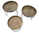 Tavolinetti Bassi Opis Set 3 Pz Ø50,5x48-46x43-40,5x38 cm in Ferro Nero e Bronzo-4