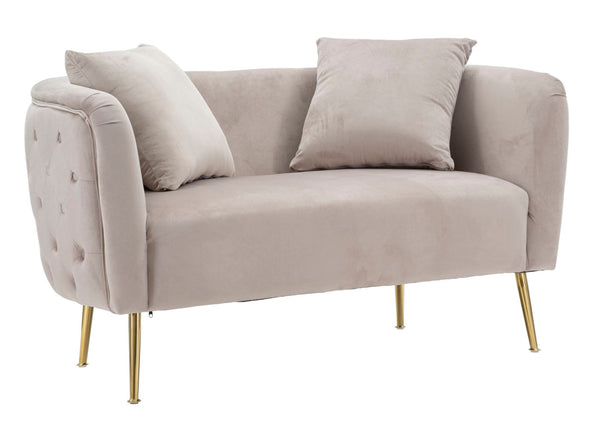 sconto Bucharest Grey Sofa 127x74x73 cm Holz und Schwamm und Stoff und Metall in Grau und Gold