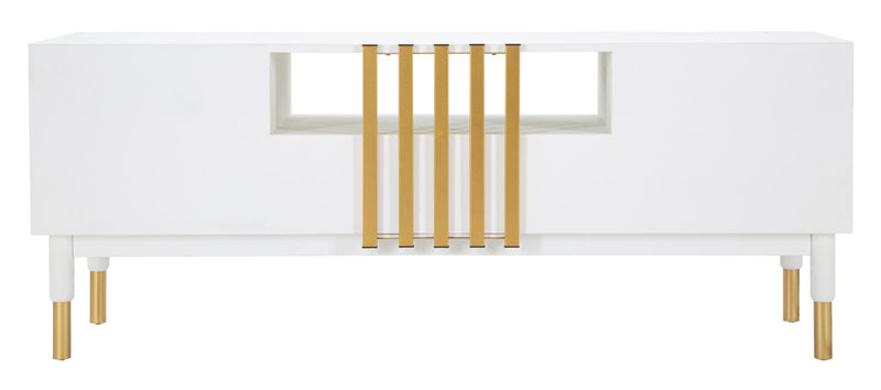 Porta Tv Luxy 140x50x55 cm in Legno e MDF e in Ferro Bianco e Oro-7