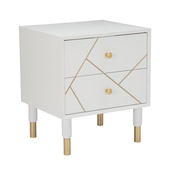 Luxuriöser Nachttisch 45 x 40 x 51 cm aus Holz und MDF und aus weißem und goldenem Eisen sconto