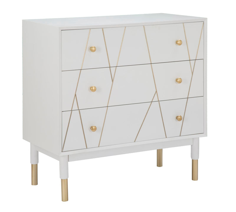 Cassettiera Luxy 80x40x80 cm in Legno e MDF e in Ferro Bianco e Oro-1