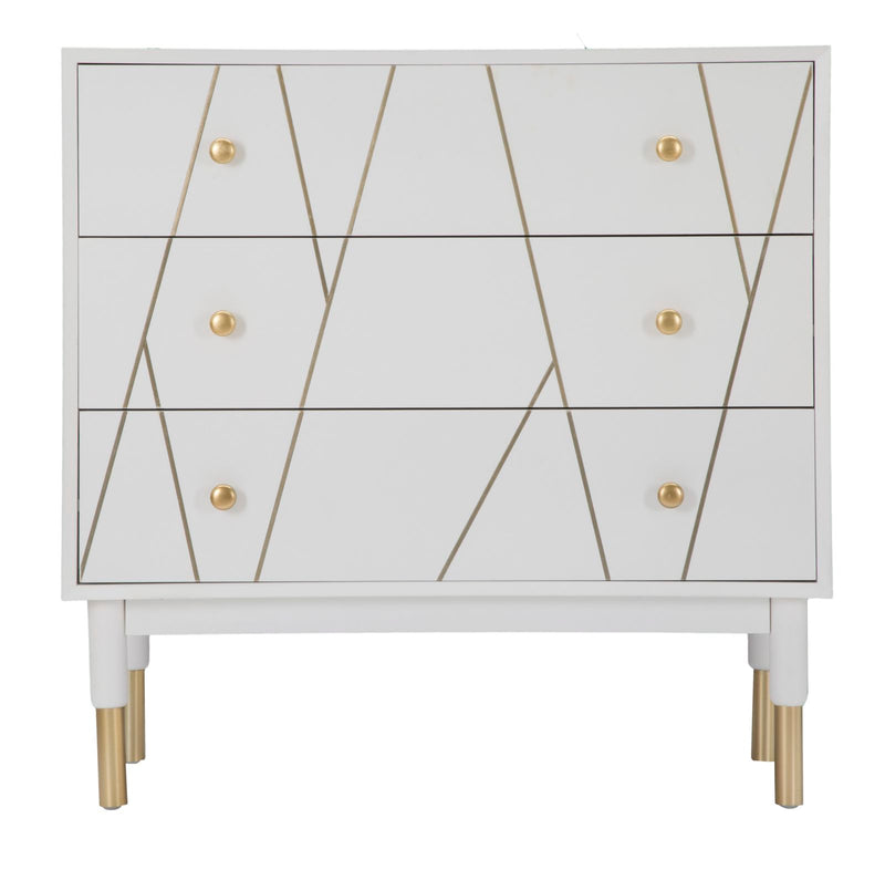 Cassettiera Luxy 80x40x80 cm in Legno e MDF e in Ferro Bianco e Oro-2