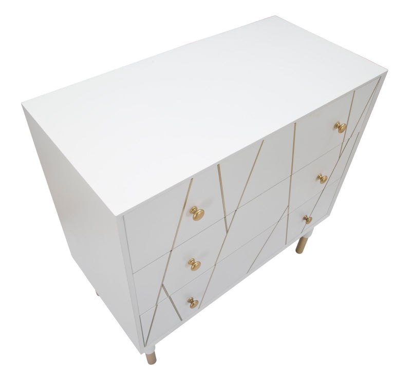 Cassettiera Luxy 80x40x80 cm in Legno e MDF e in Ferro Bianco e Oro-3