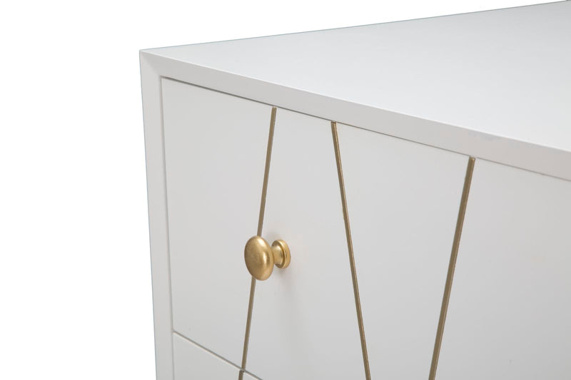 Cassettiera Luxy 80x40x80 cm in Legno e MDF e in Ferro Bianco e Oro-5