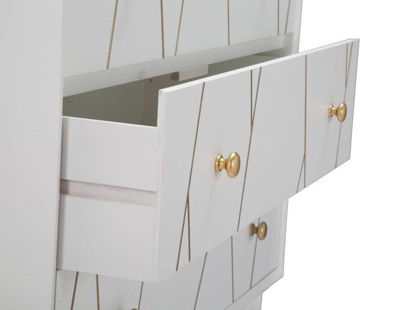 Cassettiera Luxy 80x40x80 cm in Legno e MDF e in Ferro Bianco e Oro-6